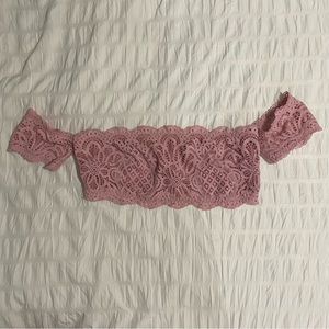 Victorias Secret off the shoulder pink lace bandeau bralette